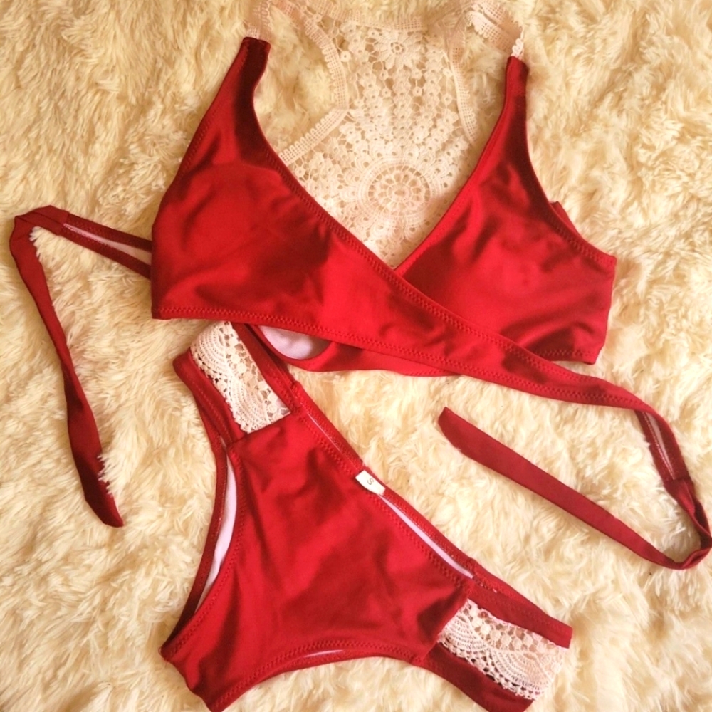 Small Burgundy Crochet Bathing Suit